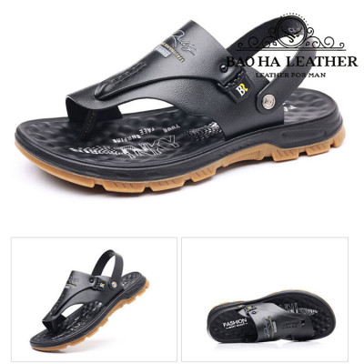 Dép quai nam xỏ ngón da thật BHD9126 Dép quai hậu, thoải mái, êm chân, dễ chịu