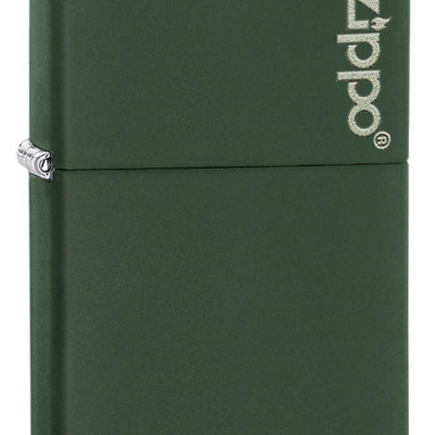 Bộ 4 sản phẩm: Bật lửa Zippo Matte Green with Logo 221ZL+Xăng+Đá+Bấc