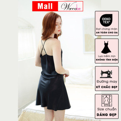 Đầm ngủ phi lụa cao cấp Wannabe DNS30 trẻ trung nữ tính xinh xắn