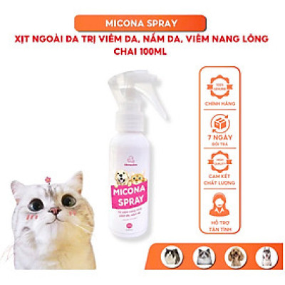 Vemedim Micona Spray Xịt Viêm nang lông, Viêm da, Nấm da cho Chó Mèo - Chai 100ml
