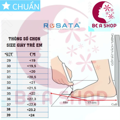 Giày bé gái quai hậu 3 phân KRO03 ROSATA tại BCASHOP đế xuồng, mũi tròn, êm ái giúp con thoải mái học tập và vui chơi