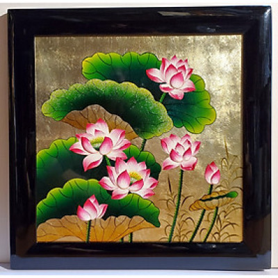 TRANH SƠN MÀI CAO CẤP - HOA SEN