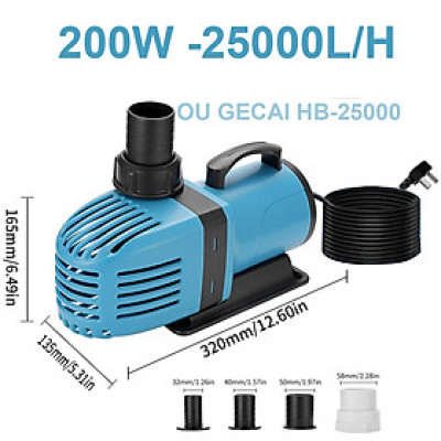 Máy bơm nước HB25000 ( 200W - 25000L/Hr) cao cấp bơm lọc nước bể cá, hồ cá Koi tiểu cảnh non bộ, sinh hoạt cao cấp 