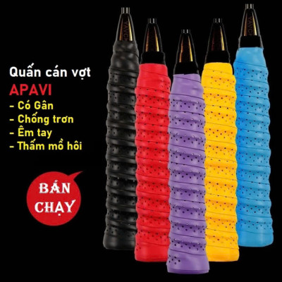 Quấn Cán Vợt Cầu Lông Dày Siêu Êm Tay Chống Trơn Chuyên Dùng Cho Vợt Bám Tay Thấm Hút Mồ Hôi Tốt Cao Cấp có Gân lỗ thoáng khí bề mặt - Giao Màu Ngẫu Nhiên