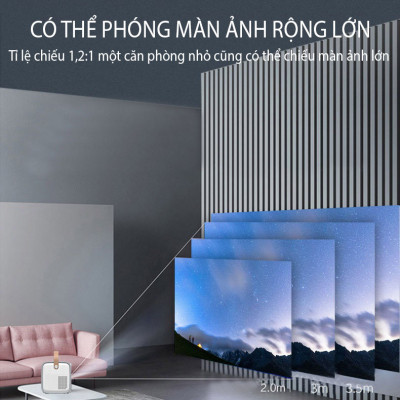 (Hỗ Trợ Tiếng Việt) Máy Chiếu Mini Siêu Nét Kết Nối Bluetooth Wifi Chạy Hệ Điều Hành Android S6 Cao Cấp - Hàng Nhập Khẩu