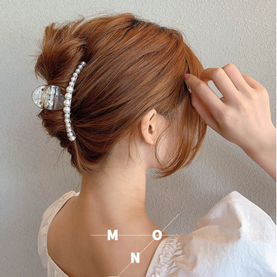 Kẹp Tóc Càng Cua Đính Ngọc Trai Nhân Tạo Phong Cách Hồng Kông Thâp Niên 90s