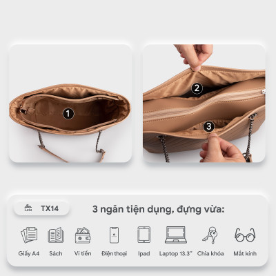 Túi Lata ( Thời trang nữ đi làm cỡ trung - Túi xách da TX14 )