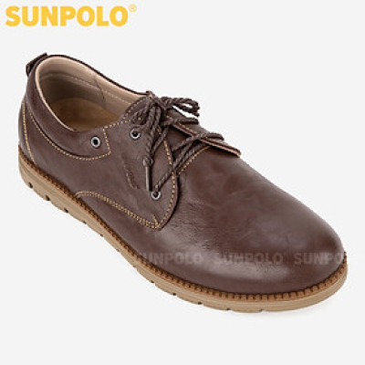 Giày Nam Da Bò SUNPOLO CS4060 Trẻ trung, thanh lịch (Nâu đỏ)