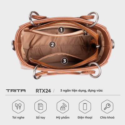 Túi Trita ( Thời trang nữ quai bản to phối khoen kim loại cỡ nhỏ - Túi xách da RTX24 )