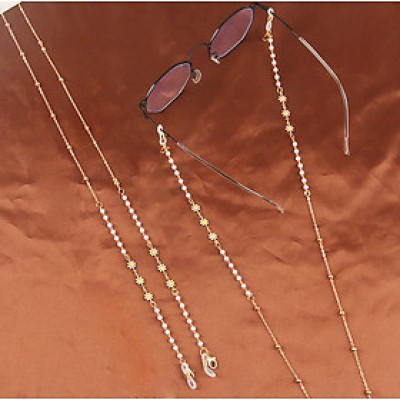 Glasses chain dây giữ kính đeo cổ mix hạt châu và hoa cúc nhỏ xinh phong cách Hàn Quốc