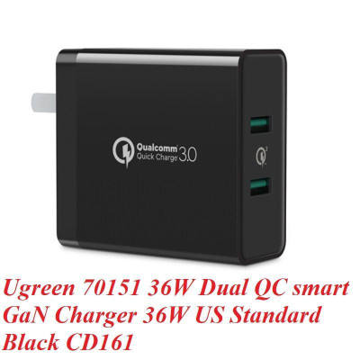 Ugreen UG70151CD161TK 36W QC3.0 2 cổng USB màu Đen Củ sạc nhanh - HÀNG CHÍNH HÃNG