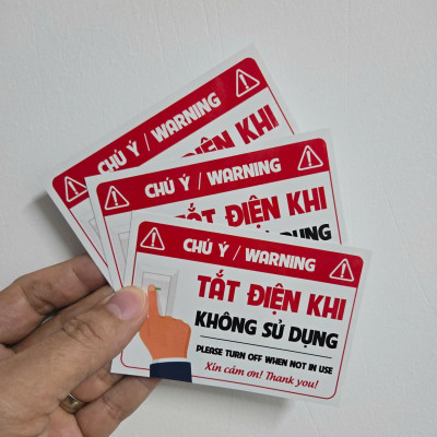 Tem Nhắc Nhở Tắt Điện, Tem Nhựa Decal Dán Cảnh Báo Tắt Điện Khi Không Sử Dụng, An Toàn, Dán Lên Mọi Bề Mặt. Takyhome 5006