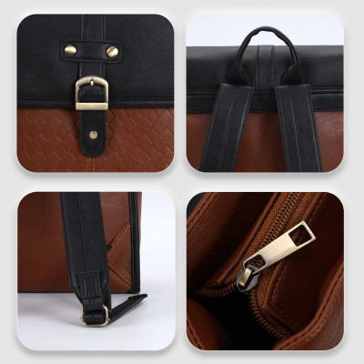 Balo đựng laptop 15 inch họa tiết dập nổi, ba lô da nam nữ đựng tài liệu A4 IDIGO UBP2 - 6029