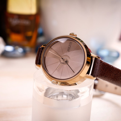 Đồng Hồ Nữ Julius Hàn Quốc JA979 Mặt Tròn Cá TÍnh Dây Da Màu Nâu