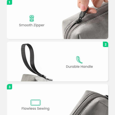 Ugreen UG80520LP285TK 23x13.6x7.7cm Túi đựng phụ kiện điện tử có dây buộc màu xám - HÀNG CHÍNH HÃNG