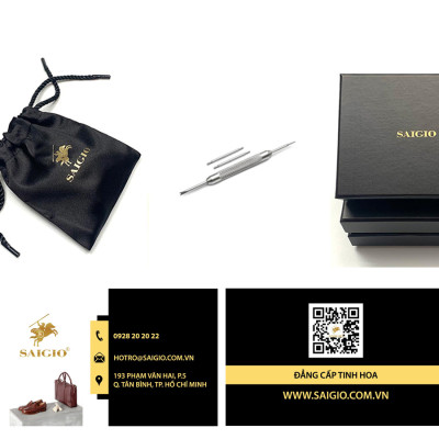 Dây Da Đồng Hồ Nam, 100% Da Bò Thật, Kiểu Dáng Vintage Phẳng Mỏng, Mặt Lót Chống Thấm Mồ Hôi, Tích Hợp Lớp Gia Cố Chống Giãn Đặc Biệt, Phụ Kiện Khóa và Chốt Bằng Thép Không Gỉ 316L - Thương Hiệu SAIGIO