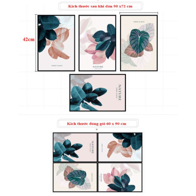 Sticker Giấy Dán Tường Decal Dán tường Tranh Dán Tường Trang Trí Tường Mẫu Khung Tranh Hoa Lá ZH84