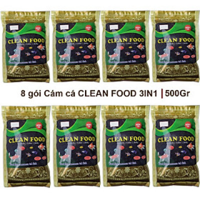 8 Gói Thức Ăn Cá Cảnh, cám Cá Koi hạt nhỡ 3mm (Cho cá size 8cm trở lên) - Nhanh lên size, lên màu, tăng cường sức đề kháng 500Gr