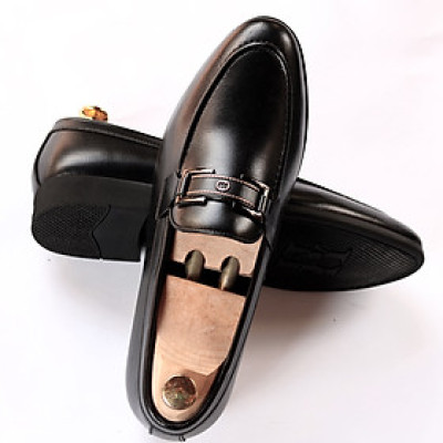 Giày Tây Nam Không Dây Đai Ngang ( Xả Kho ) - Da Mềm Đế Cao Su Mềm Mã D02-PVC