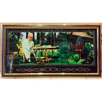 Tranh lịch đồng hồ  Chủ tịch Hồ Chí Minh làm trong vườn hoa - MS617 -4586