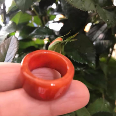 CHIẾC NHẪN VUÔNG ỐNG ĐỎ ĐẬM ĐẸP ĐÁ CẨM THẠCH MAY MẮN SIZE 17MM BẢN CAO 9,5MM  AC  MẠNG HỎA VÀ THỔ 