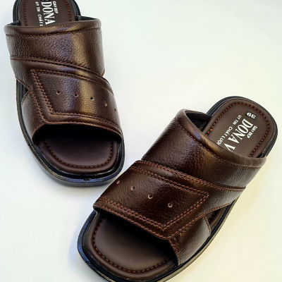 Dép nam da bò thật 100%DONAVY đế cao 5cm kiểu TOMY cao cấp đi rất nhẹ DTOMY