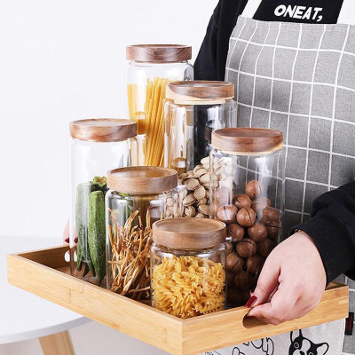 Lọ thủy tinh nắp gỗ Acacia Cao Cấp 4 cỡ