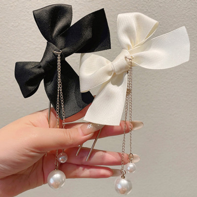 Trâm cài tóc cài búi tóc ghim cài tóc nơ thả ngọc trai phong cách Hàn Quốc