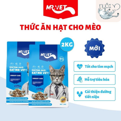 Thức ăn cho mèo MRVET T3 MỚI, gói 1KG hỗ trợ cải thiện đường tiết niệu cho mèo