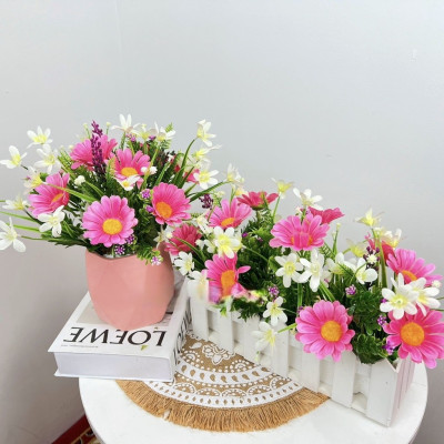 Chậu hoa đồng tiền nhân tạo để bàn làm việc - Cây giả, hoa lụa Decor trang trí nhà cửa