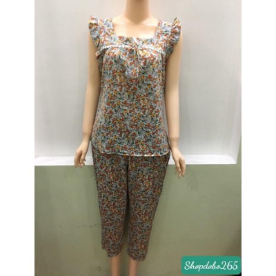 Đồ bộ nữ, đồ ngủ mặc nhà lửng 9 tấc BL 52 vải lụa mango cao cấp mặc mát họa tiết dễ thương size đại 58-65kg.