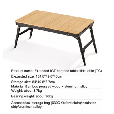 Bàn IGT mặt gỗ tre ray trượt NatureHike NH22JU010