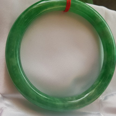 Vòng tay Nam Nữ đá Cẩm Thạch Đậu Lý QC size lớn 64mm x cọng 10mm Vòng màu xanh đậu lý bông bóng đẹp Anh Chị tay to Cân Nặng 73kg- 85kg đeo ạ