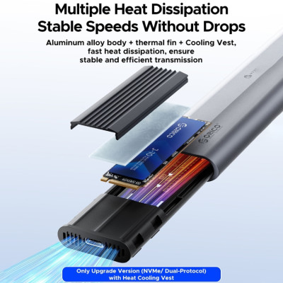 Hộp ổ cứng SSD ORICO TypeC M.2 Dual NVME+SATA ( NGFF ) AXM2S-G2-V1-GY-BP - Hàng Chính Hãng