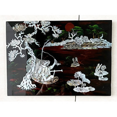 Tranh sơn mài cẩn ốc xà cừ cao cấp, ốc chìm, hàng xuất khẩu size 25x35 cm treo tường, trang trí nhà cửa,...