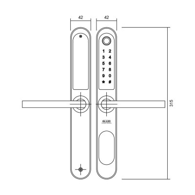 Khóa điện tử Glaze dùng thẻ 13.56Mhz, mật khẩu, vân tay, chìa cơ, Bluetooth cho cửa nhôm Xingfa DL3025 - Hàng chính hãng