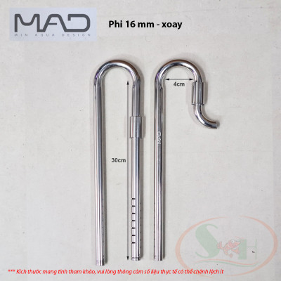 In out inox MAD phi 10, 12, 16, 19 mm CNC ống lọc thùng bể cá tép thủy sinh