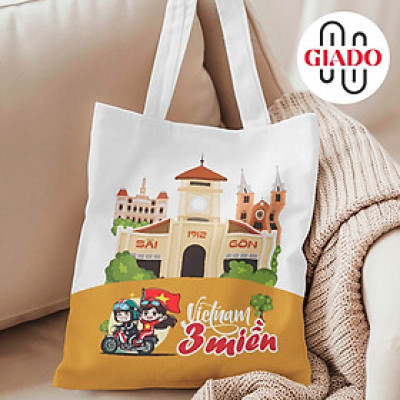 Túi canvas GIADO, túi vải bố, túi tote mẫu Việt Nam 3 miền Sài Gòn - Nhiều kích thước và màu sắc