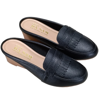 Sục Nữ Đế Xuồng HA NAM Da Bò Thật Đế Cao Su 5cm DNU2184