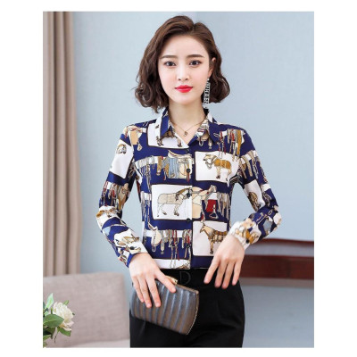 Áo sơ mi nữ công sở thiết kế họa tiết dân gian Sm78