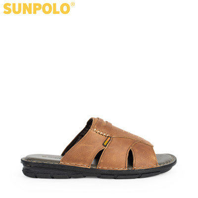 Dép quai ngang nam da bò cao cấp SUNPOLO SUA09B