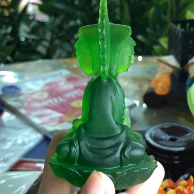 Tượng Phật Bà Quan Âm 2 mặt đá lưu ly trang trí xe ôtô xe hơi, bàn làm việc - Cao 10cm