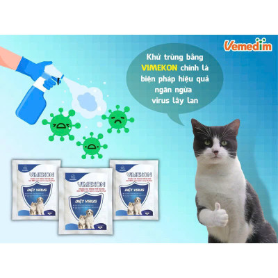 Vemedim Vimekon Bột Pha Nước Sát Trùng Chuồng Trai, Môi Trường thế hệ mới cho Chó Mèo - Gói 20g