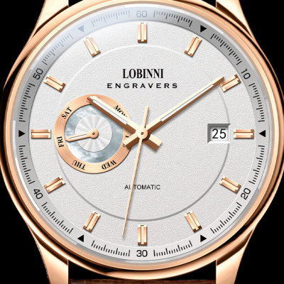 Đồng hồ nam chính hãng Lobinni No.17017-1 Bảo hành 24T, Kính Sapphire chống xước, chống nước 50m, dây da cao cấp