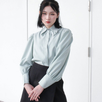 LAAS Somi tay phòng sọc xanh dịu dàng thanh lịch nữ tính