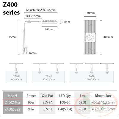 Đèn led Week Aqua Z series Z200, Z250, Z400 Pro RGB UV bể thủy sinh cá tép cảnh