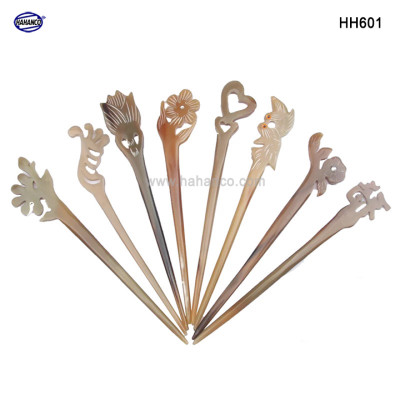 Trâm cài tóc bằng sừng bò Châu Phi (HH601) đục khắc hình dễ thương - Đủ kiểu dáng 