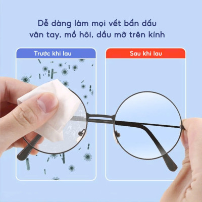 Combo 200 Khăn Lau Mắt Kính Nano Chống Mờ Sương Công Nghệ Nhật Bản Mẫu Mới - Hàng Chính Hãng 