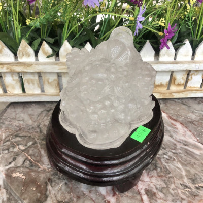 Tượng Cóc Ba Chân, Cóc Ngậm Tiền, Thiềm Thừ phong thủy chiêu tài lộc đá thạch anh trắng - Nặng 1,37 kg