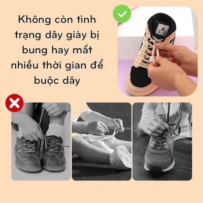Phụ Kiện Khóa Dây Giày Không Cần Buộc Thắt Giày Thể Thao Bata Ngoài Trời MÀU NÂU